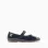 Patent Mary Jane shoes with touch-fastener for girls, navy blue