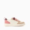 Dual-fabric ZY Move trainers for girls, pink/burgundy/beige