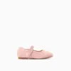 Velvet Mary Jane shoes with touch-fastener for girls, light pink