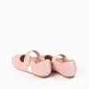 Velvet Mary Jane shoes with touch-fastener for girls, light pink