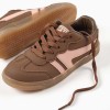 Lace-up trainers with non-slip rubber sole for girls, brown/pink