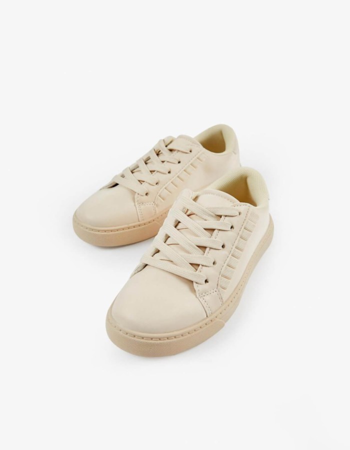 Beige Ruffles Sneakers, for Girls
