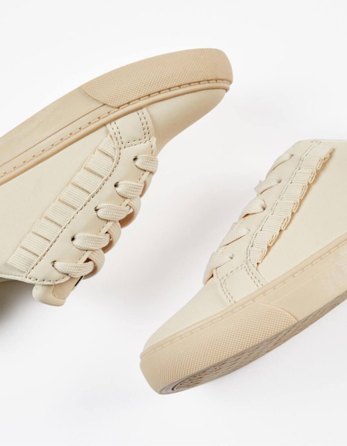 Beige Ruffles Sneakers, for Girls