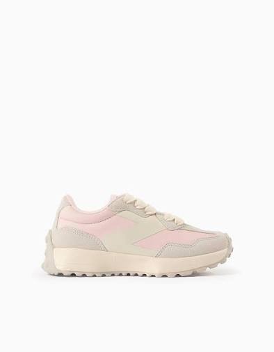 Trainers with laces Superlight Runner for girls, pink/beige
