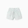Striped Cotton Shorts for Girls 'B&S', Green/White/Orange