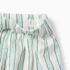 Striped Cotton Shorts for Girls 'B&S', Green/White/Orange