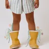 Striped Cotton Shorts for Girls 'B&S', Green/White/Orange