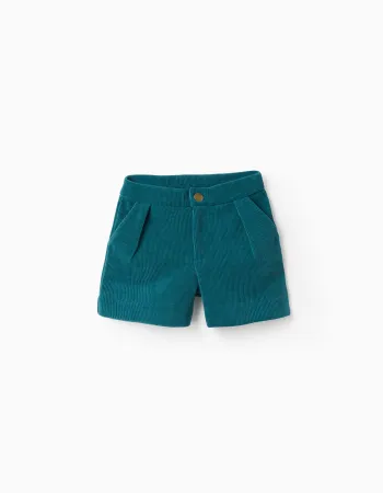 Velvety Shorts for Girls, Green