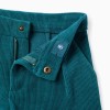Interlock knit shorts with front pleats for girls, blue