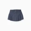 Vichy Pleated Skort for Girls, Dark Blue