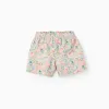 Twill Shorts with Colourful Floral Motif for Girls, Beige