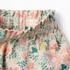 Twill Shorts with Colourful Floral Motif for Girls, Beige
