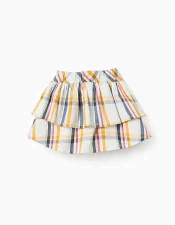 Checked Ruffled Cotton Skirt for Girls 'B&S', Multicolour