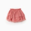 Tulle skirt with velvet dots for girls, pink