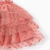 Tulle skirt with velvet dots for girls, pink