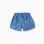 Cotton denim shorts with front pockets for girls, blue