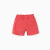 Twill shorts with cargo pockets and elastic waistband for girls, coral