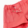 Twill shorts with cargo pockets and elastic waistband for girls, coral