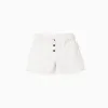 Twill shorts with cargo pockets and elastic waistband for girls, white