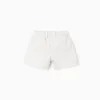 Twill shorts with cargo pockets and elastic waistband for girls, white