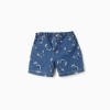 Denim shorts with Stitch motif and paperbag waist for girls, blue