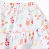 Cotton skort with beach motif and elastic waist for girls, white