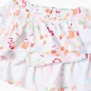 Cotton skort with beach motif and elastic waist for girls, white