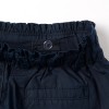 Poplin shorts with paperbag waistband and pleats for girls, dark blue