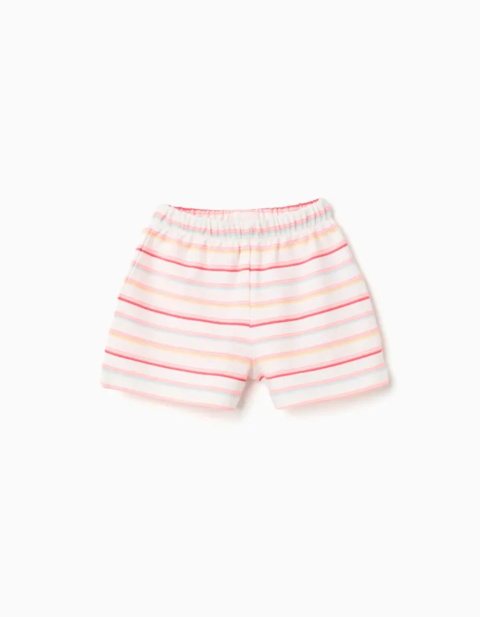 Striped cotton shorts for baby girls, multicolor