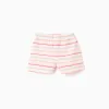 Striped cotton shorts for baby girls, multicolor