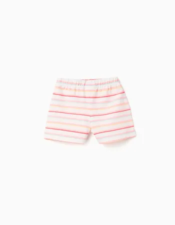 Striped cotton shorts for baby girls, multicolor