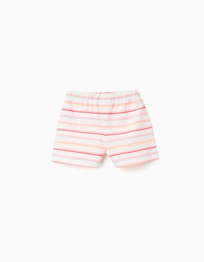Striped cotton shorts for baby girls, multicolor