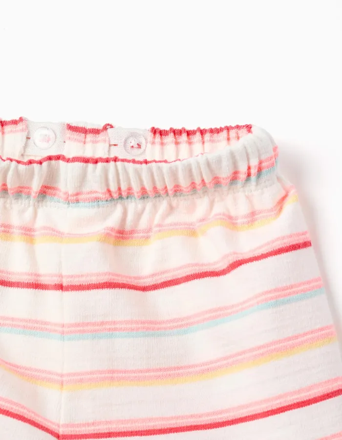 Striped cotton shorts for baby girls, multicolor