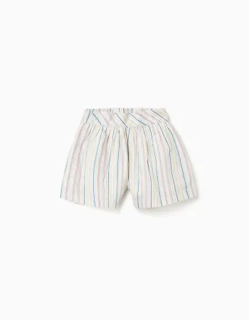 Cotton shorts with ethnic stripes B&S for girls, multicolour