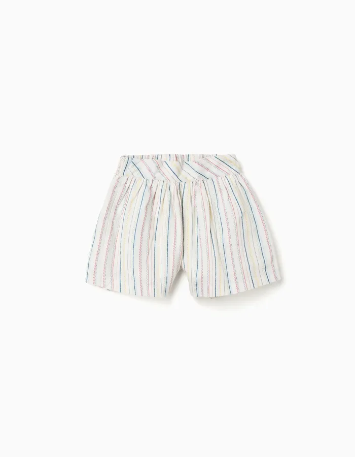 Cotton shorts with ethnic stripes B&S for girls, multicolour