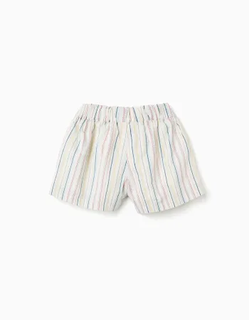 Cotton shorts with ethnic stripes B&S for girls, multicolour