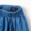 Denim shorts with elastic waist and pockets for girls, blue