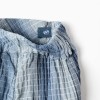 Striped cotton shorts with elastic waistband for girls, blue