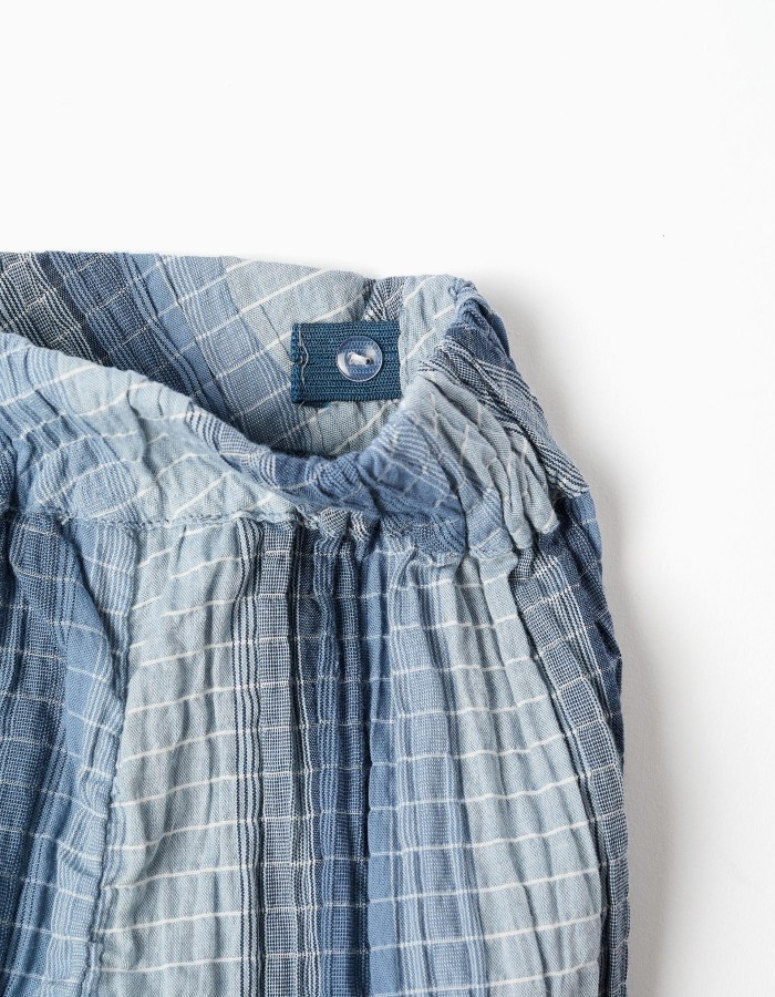 Striped cotton shorts with elastic waistband for girls, blue