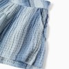 Striped cotton shorts with elastic waistband for girls, blue