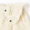 Shorts in cotton and linen with paperbag waist for girls, light beige