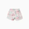 Cotton shorts with a tile pattern for girls, multicolour