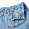 Denim shorts with Minnie and elasticated waist for girls, light blue