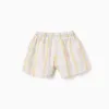 Checked cotton shorts with drawstring B&S for girls, white/yellow/blue/red