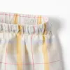 Checked cotton shorts with drawstring B&S for girls, white/yellow/blue/red