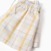 Checked cotton shorts with drawstring B&S for girls, white/yellow/blue/red