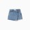 Denim skort with asymmetrical front closure for girls, blue
