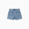 Denim skort with asymmetrical front closure for girls, blue