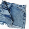 Denim skort with asymmetrical front closure for girls, blue