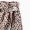 Corduroy skort with floral pattern for girls, beige